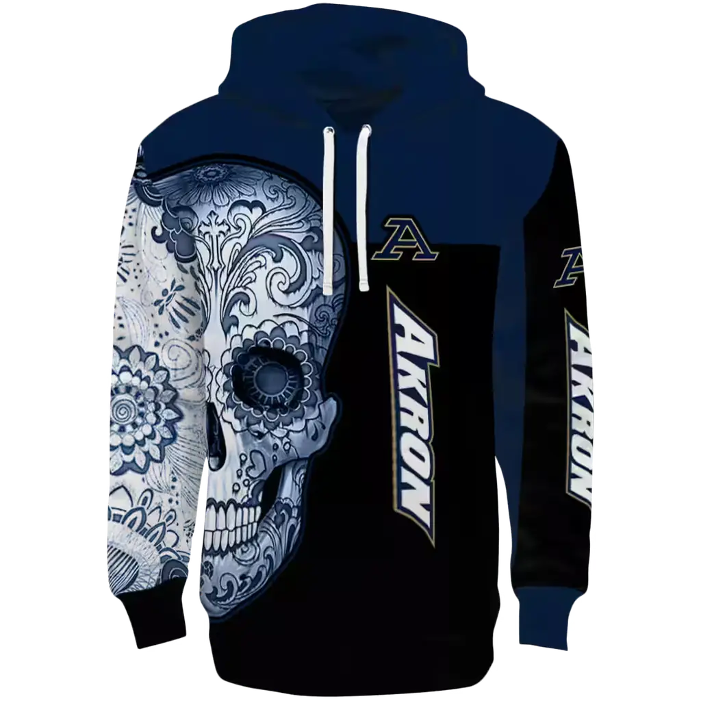 akron zips sugar skull blue black hoodie best selling akron zips sugar skull blue black hoodie best selling