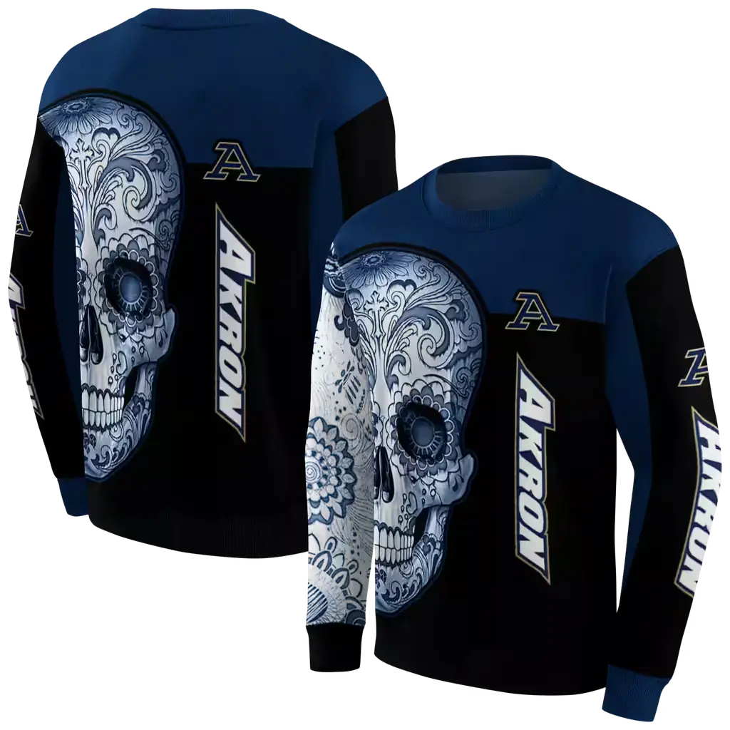 akron zips sugar skull blue black hoodie premium grade akron zips sugar skull blue black hoodie premium grade