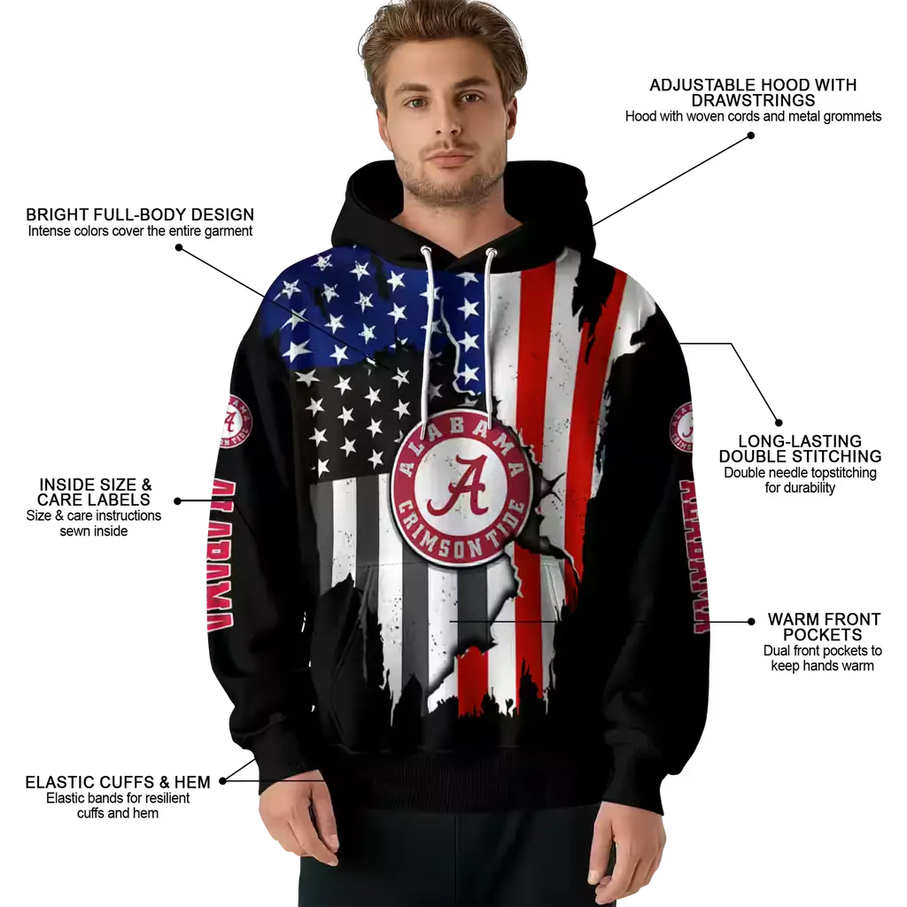 alabama crimson tide american pride black hoodie latest model alabama crimson tide american pride black hoodie latest model