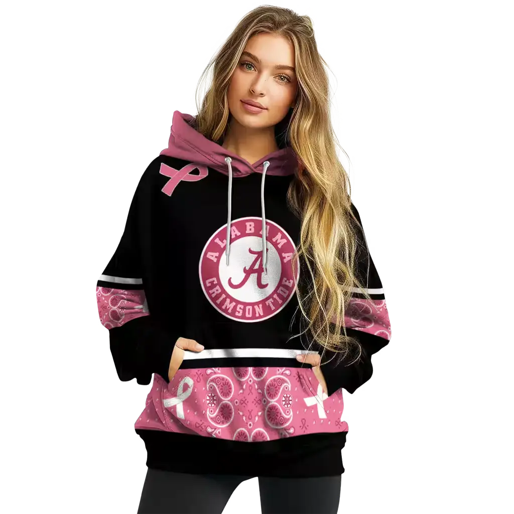 alabama crimson tide awareness ribbon black pink hoodie high quality alabama crimson tide awareness ribbon black pink hoodie high quality