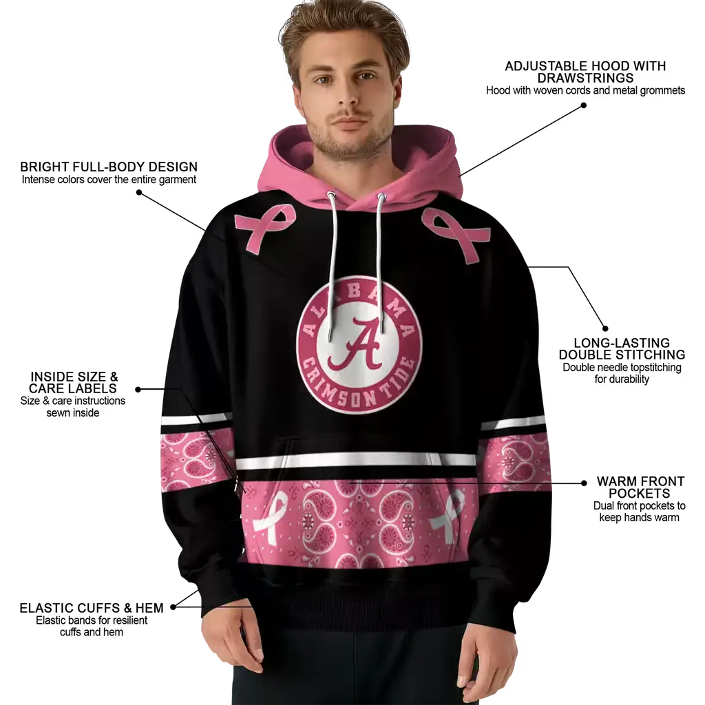 alabama crimson tide awareness ribbon black pink hoodie latest model alabama crimson tide awareness ribbon black pink hoodie latest model
