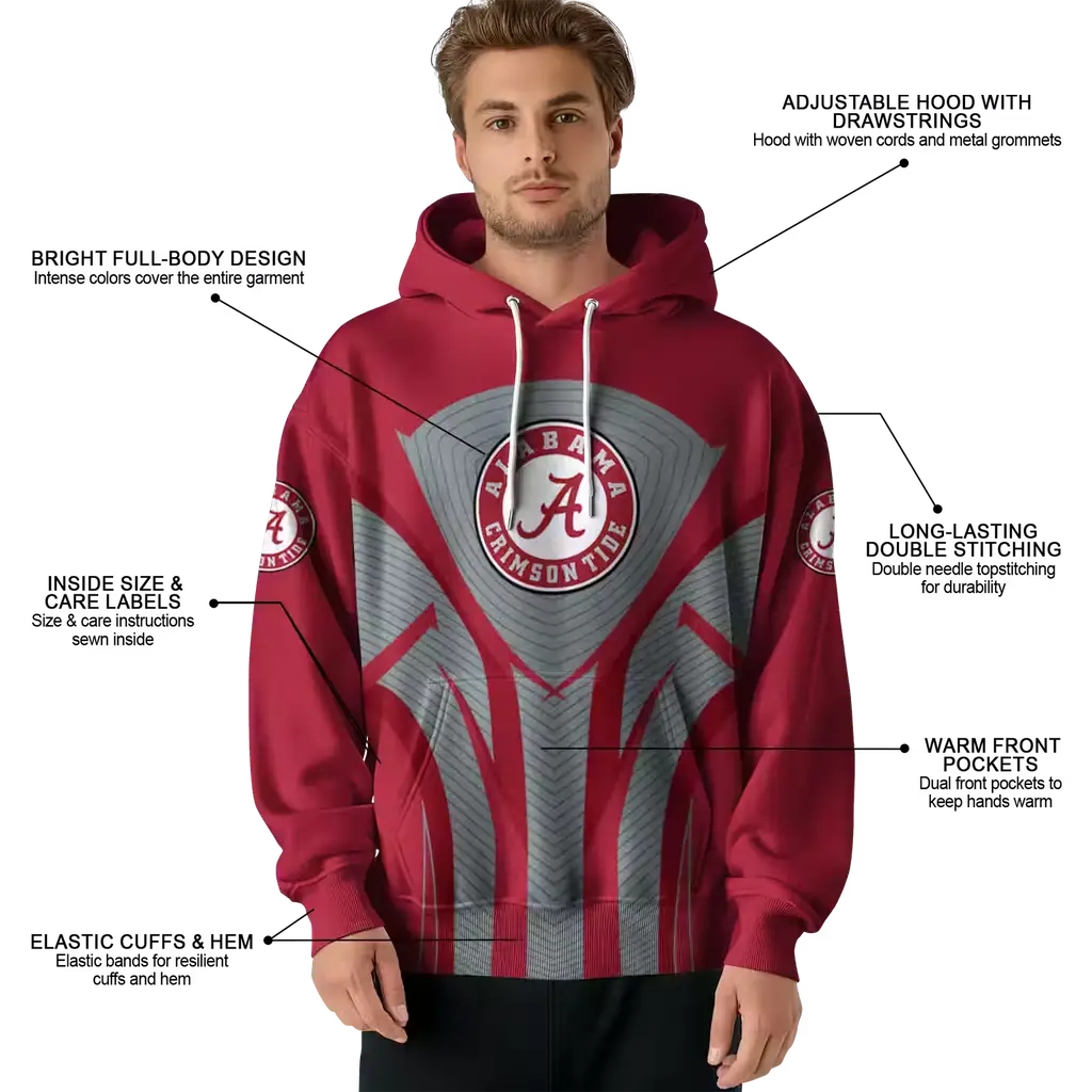 alabama crimson tide concentric lines crimson black hoodie latest model alabama crimson tide concentric lines crimson black hoodie latest model