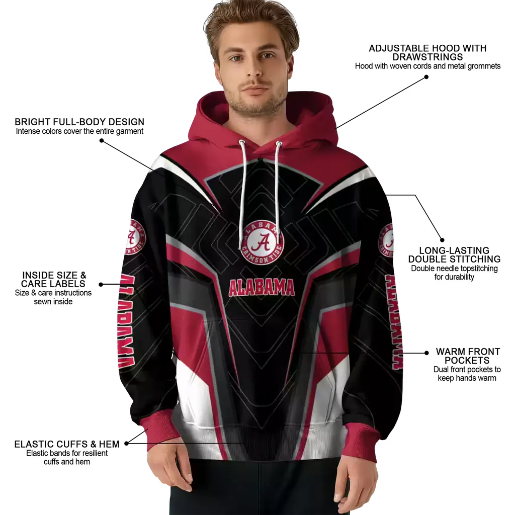 alabama crimson tide futuristic pattern crimson black hoodie latest model alabama crimson tide futuristic pattern crimson black hoodie latest model