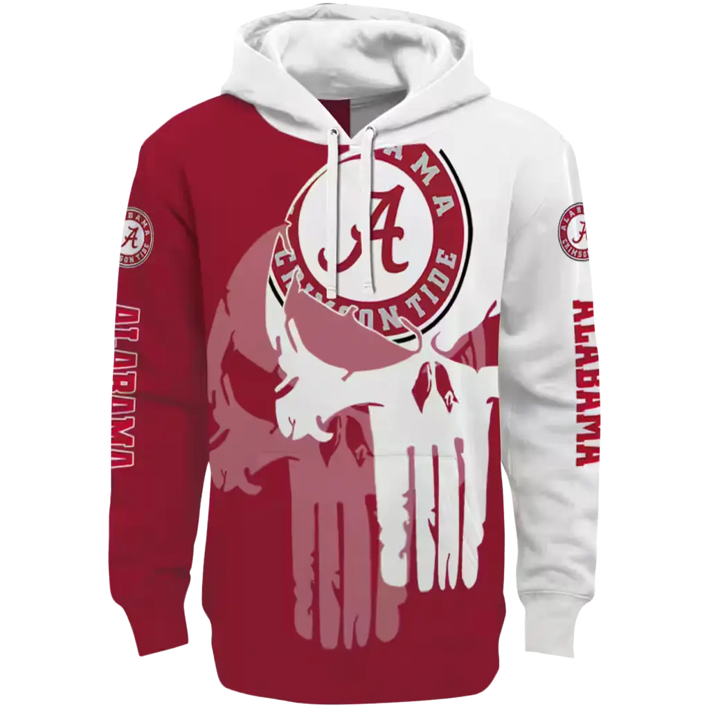 alabama crimson tide graphic punisher crimson white hoodie best selling alabama crimson tide graphic punisher crimson white hoodie best selling
