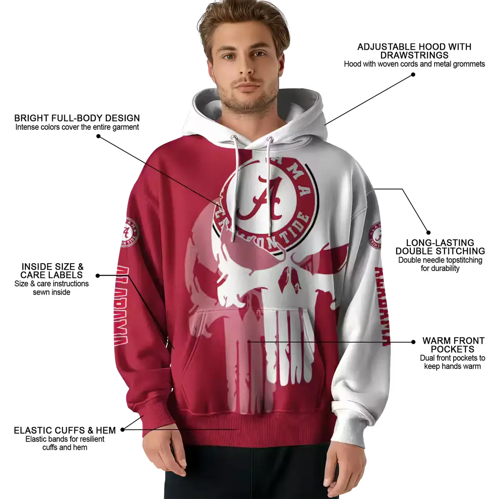 alabama crimson tide graphic punisher crimson white hoodie latest model alabama crimson tide graphic punisher crimson white hoodie latest model