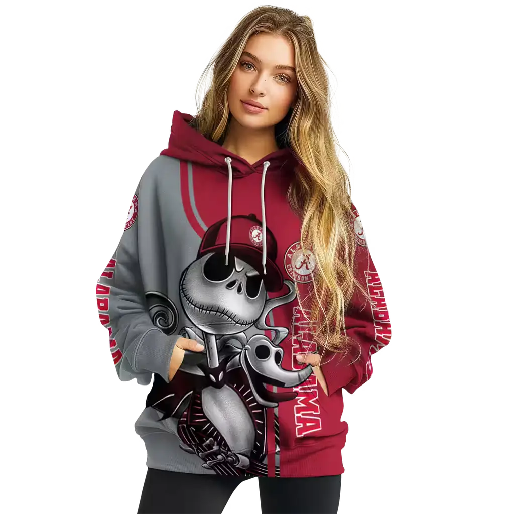alabama crimson tide jack skellington crimson hoodie high quality alabama crimson tide jack skellington crimson hoodie high quality