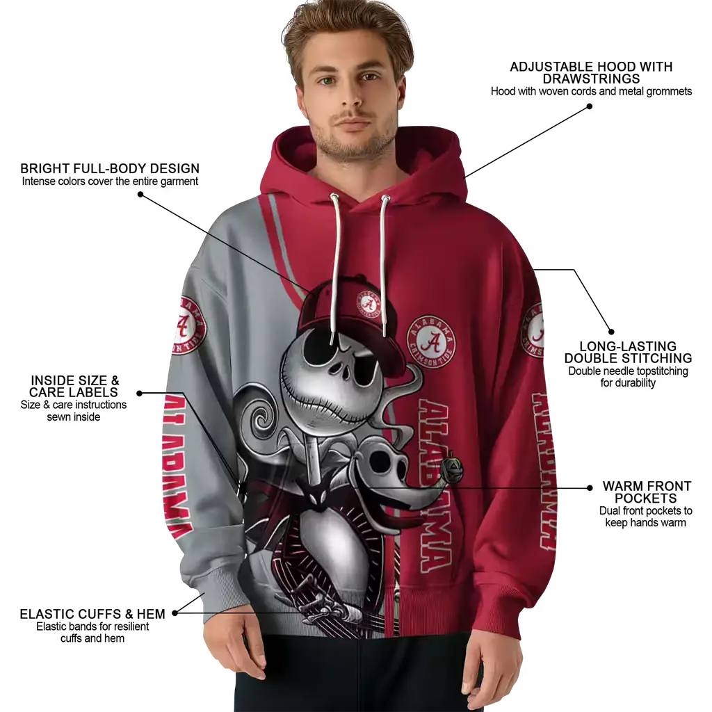 alabama crimson tide jack skellington crimson hoodie latest model alabama crimson tide jack skellington crimson hoodie latest model