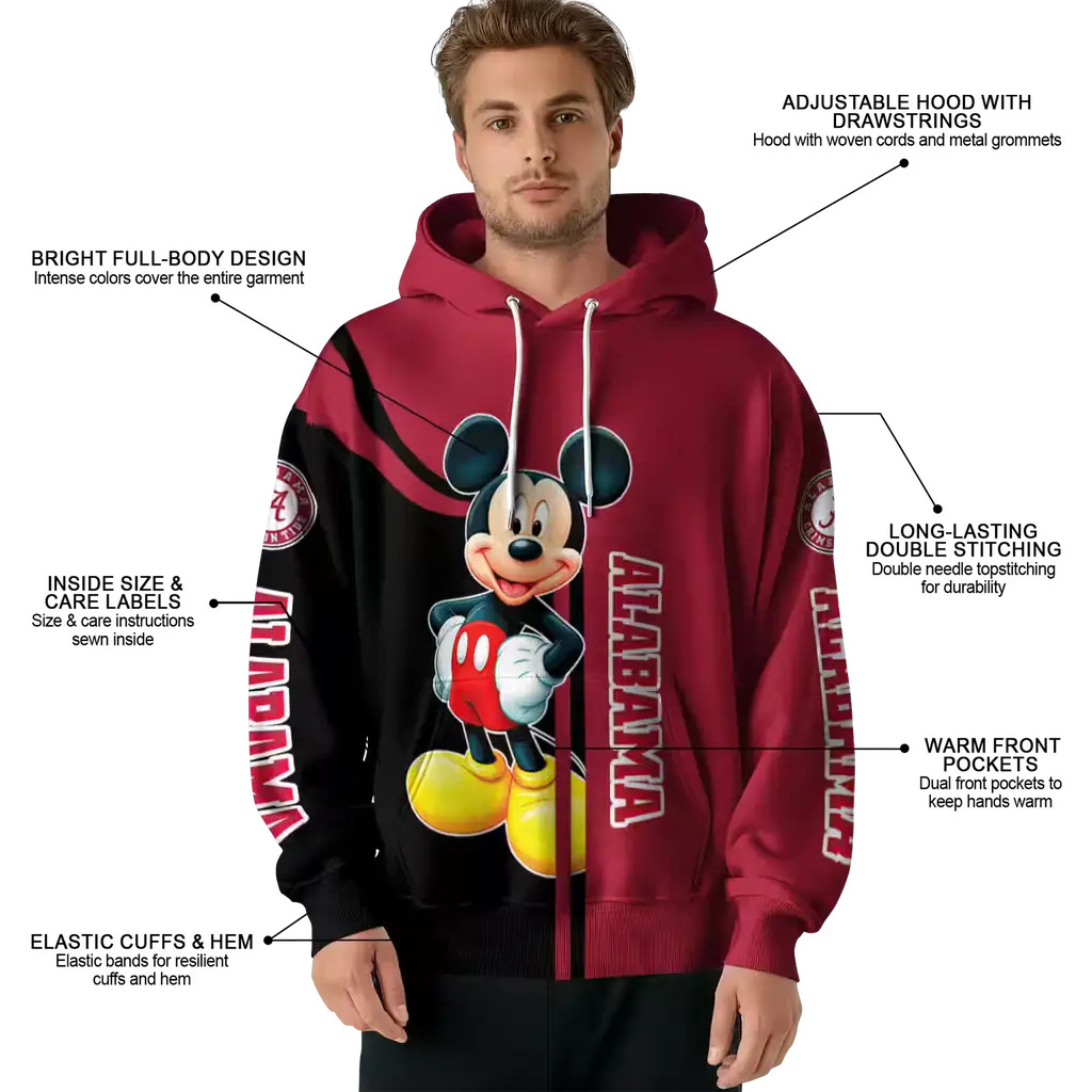 alabama crimson tide mickey mouse crimson black hoodie latest model alabama crimson tide mickey mouse crimson black hoodie latest model