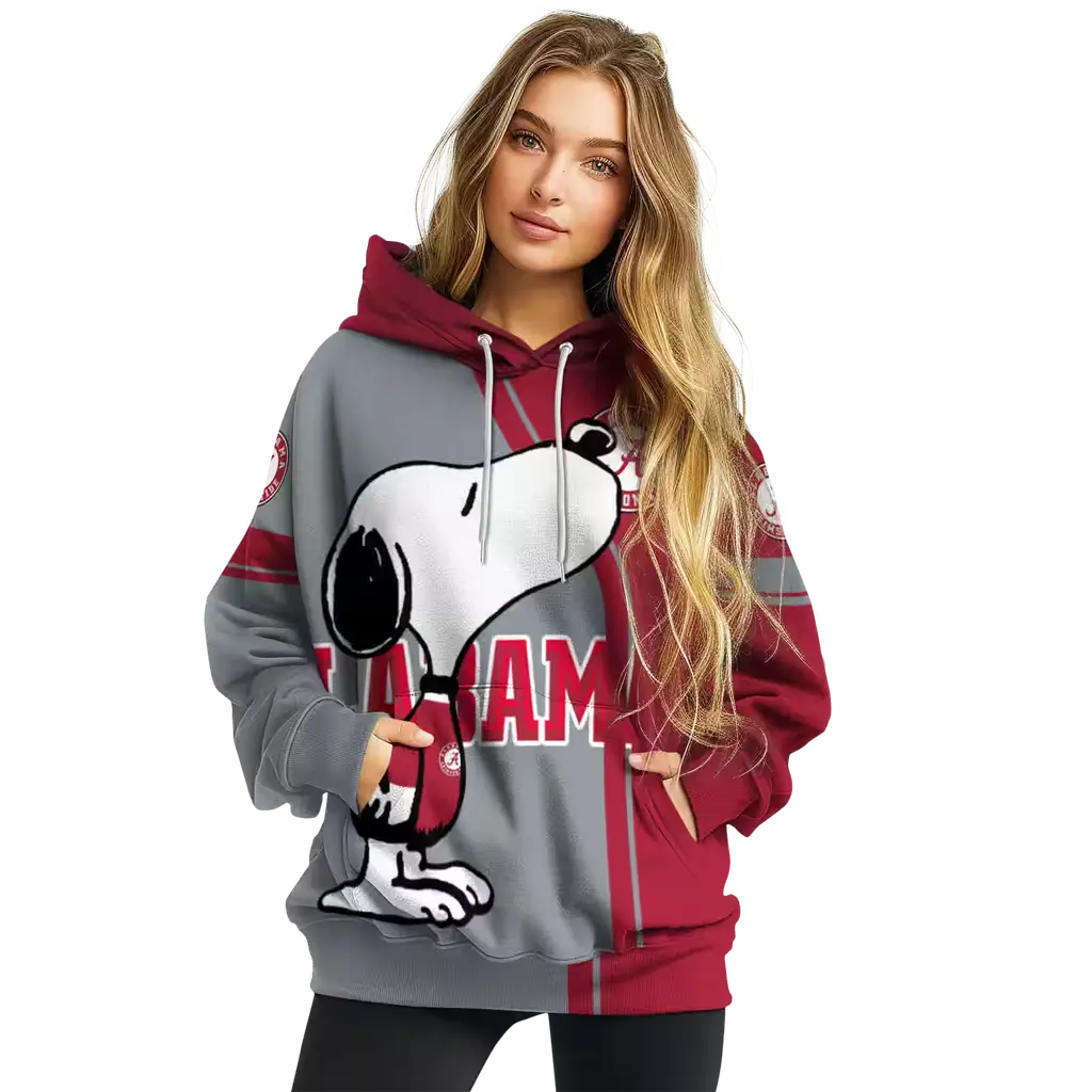 alabama crimson tide playful snoopy crimson hoodie high quality alabama crimson tide playful snoopy crimson hoodie high quality