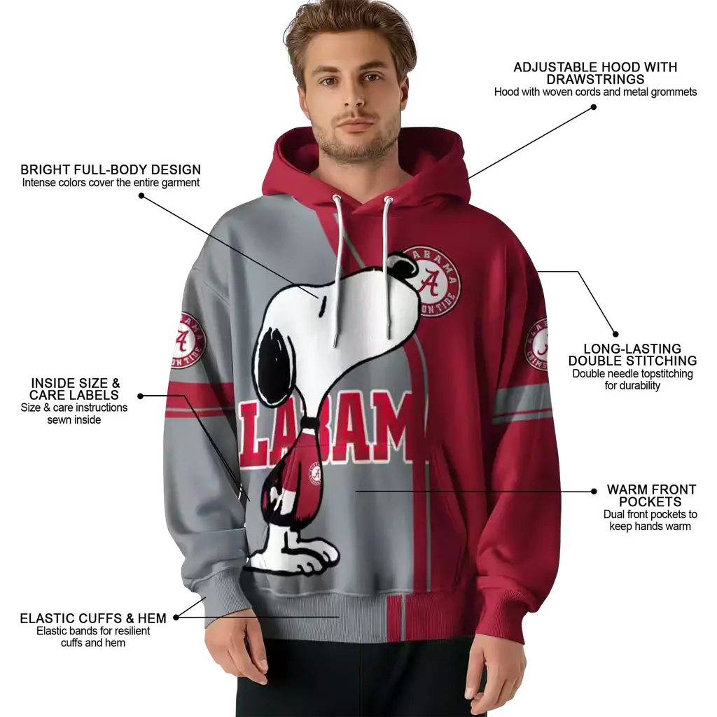 alabama crimson tide playful snoopy crimson hoodie latest model alabama crimson tide playful snoopy crimson hoodie latest model