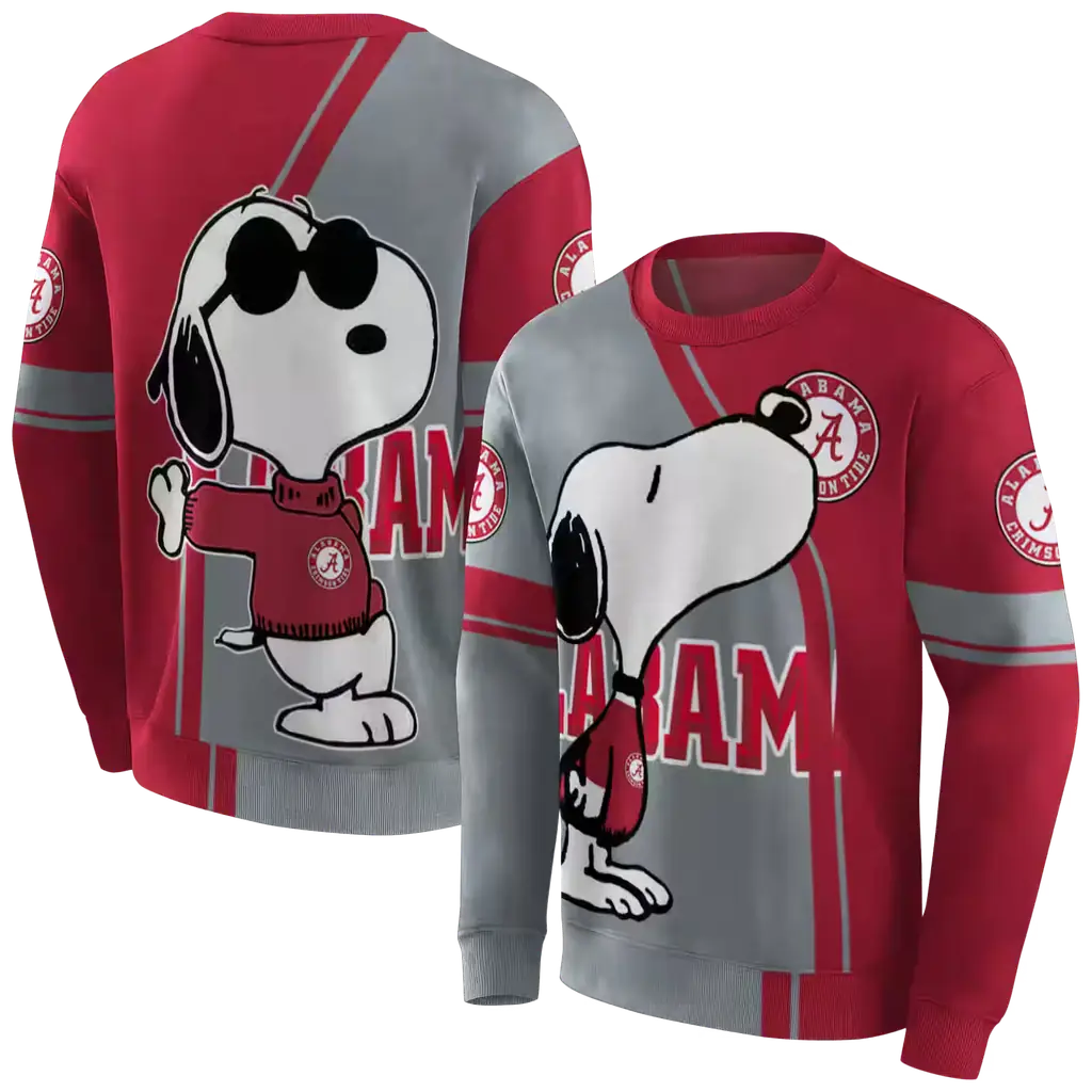alabama crimson tide playful snoopy crimson hoodie premium grade alabama crimson tide playful snoopy crimson hoodie premium grade