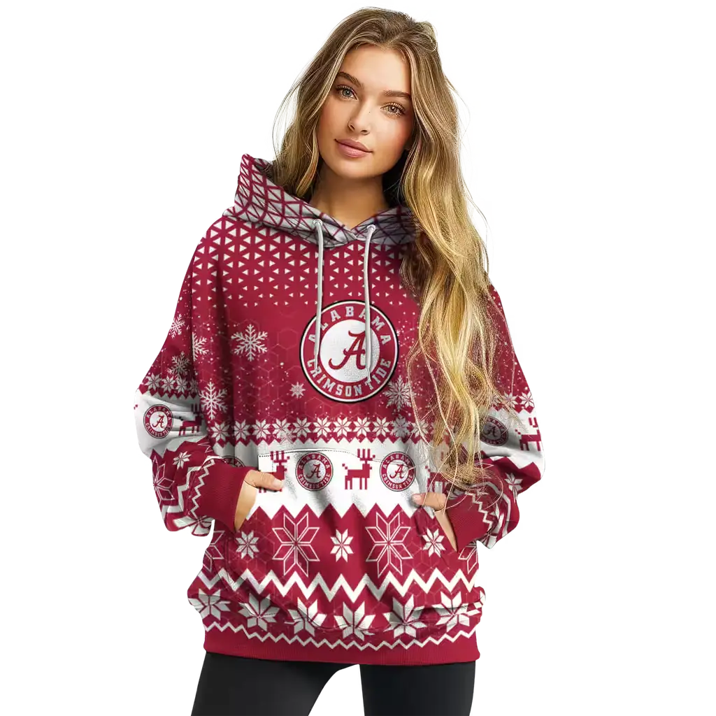 alabama crimson tide reindeer motif crimson hoodie high quality alabama crimson tide reindeer motif crimson hoodie high quality