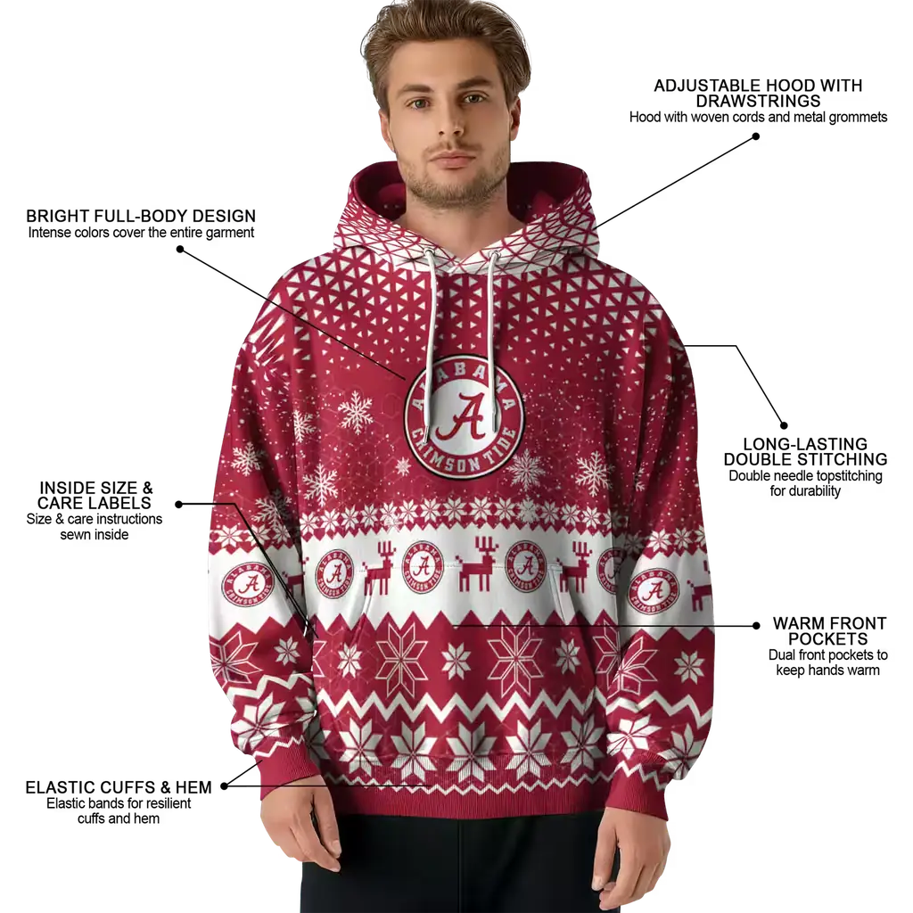 alabama crimson tide reindeer motif crimson hoodie latest model alabama crimson tide reindeer motif crimson hoodie latest model