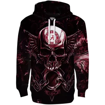 alabama crimson tide skull artwork crimson black hoodie best selling