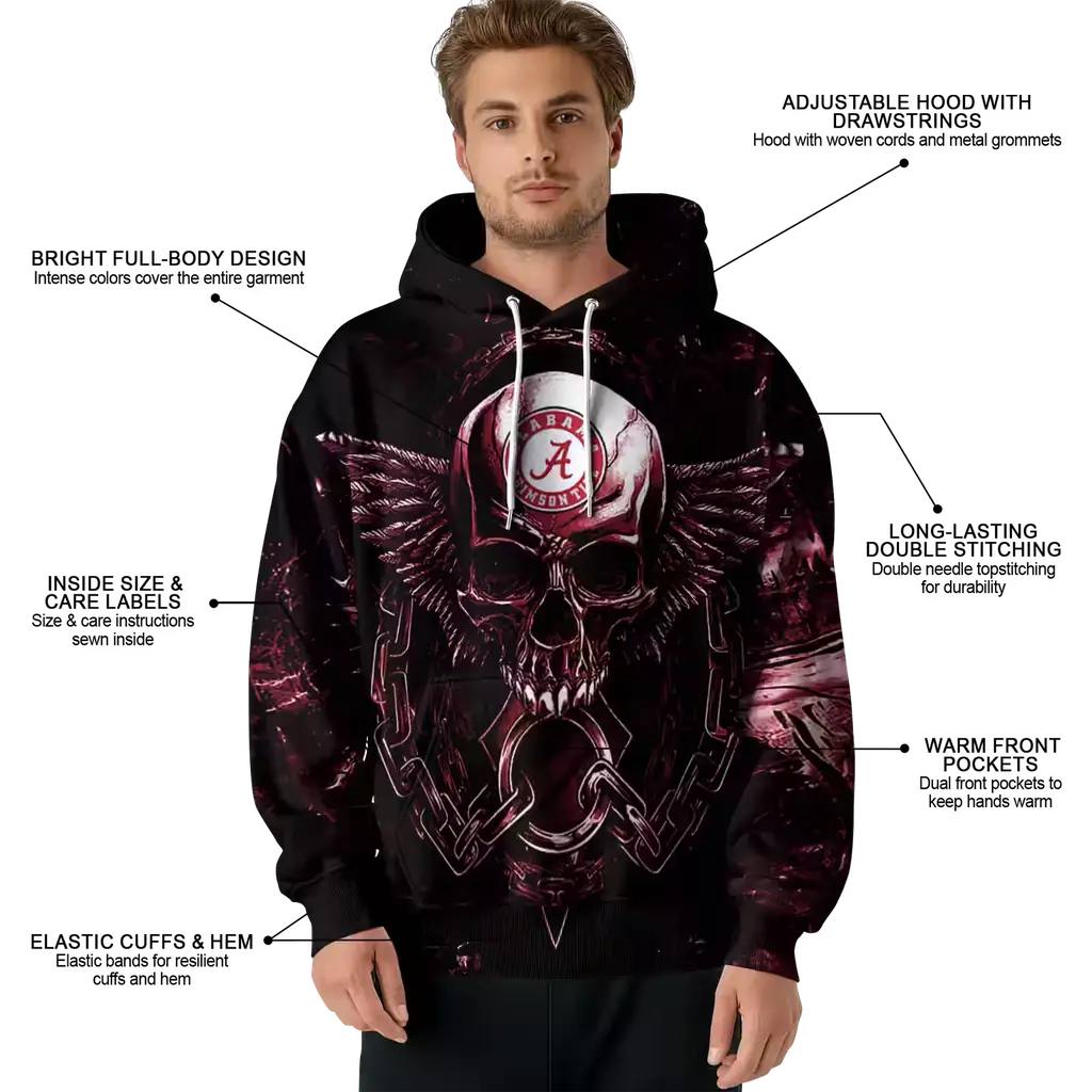 alabama crimson tide skull artwork crimson black hoodie latest model alabama crimson tide skull artwork crimson black hoodie latest model