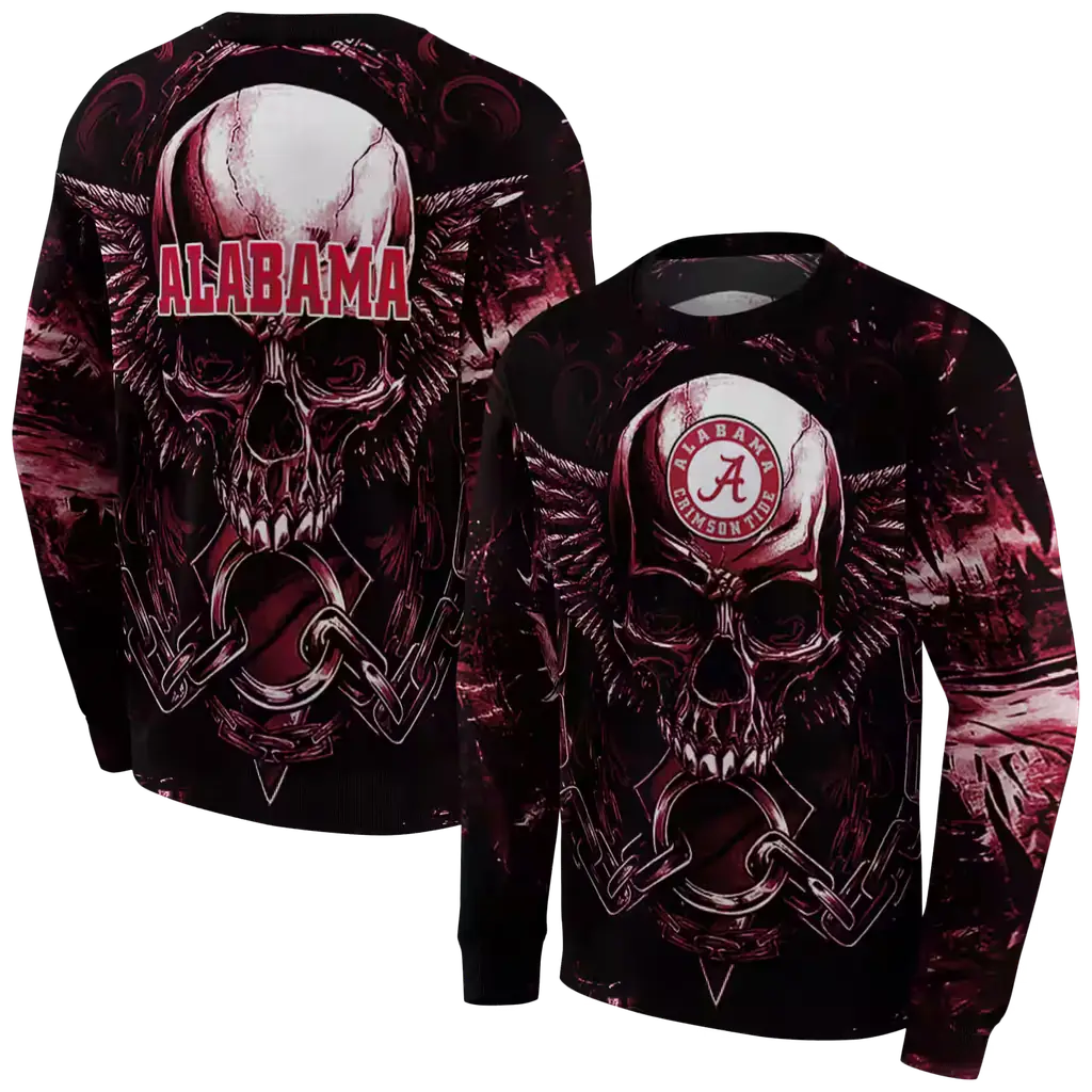 alabama crimson tide skull artwork crimson black hoodie premium grade alabama crimson tide skull artwork crimson black hoodie premium grade