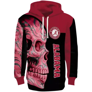 alabama crimson tide skull motif crimson black hoodie best selling