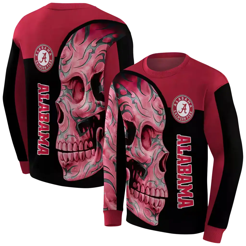 alabama crimson tide skull motif crimson black hoodie premium grade alabama crimson tide skull motif crimson black hoodie premium grade