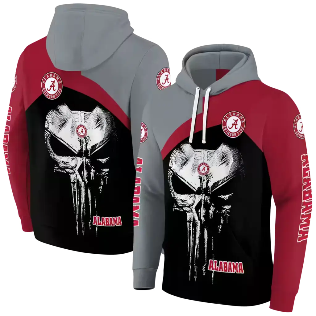 alabama crimson tide skull punisher gray black hoodie fashion forward alabama crimson tide skull punisher gray black hoodie fashion forward