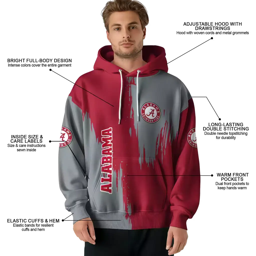 alabama crimson tide splatter effect crimson hoodie latest model alabama crimson tide splatter effect crimson hoodie latest model