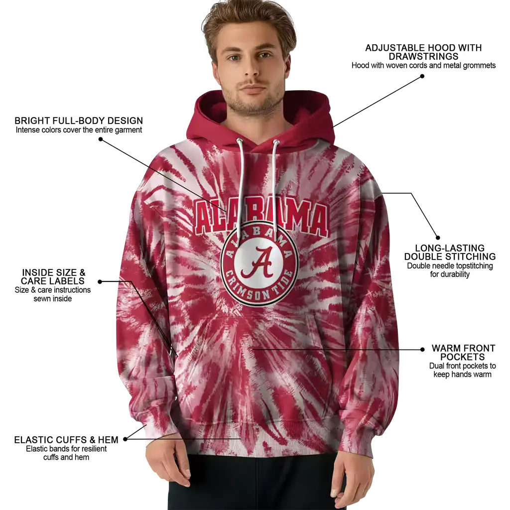 alabama crimson tide tie dye pattern crimson hoodie latest model alabama crimson tide tie dye pattern crimson hoodie latest model