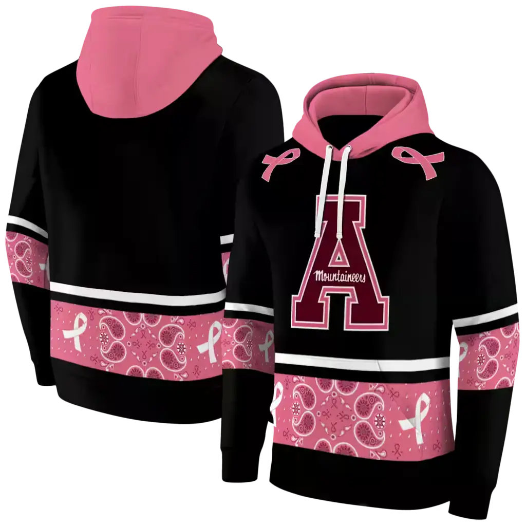 appalachian state mountaineers awareness ribbon black pink hoodie fashion forward appalachian state mountaineers awareness ribbon black pink hoodie fashion forward