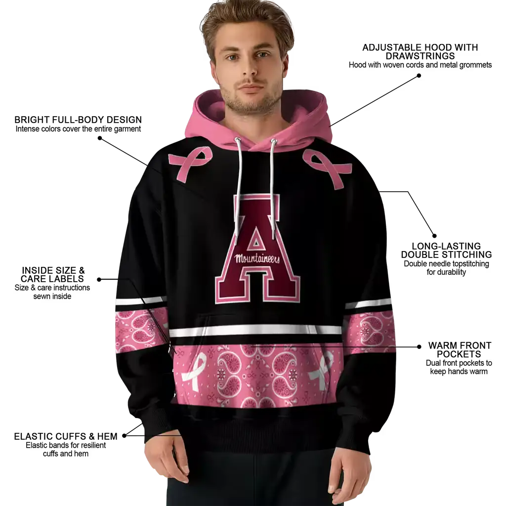 appalachian state mountaineers awareness ribbon black pink hoodie latest model appalachian state mountaineers awareness ribbon black pink hoodie latest model