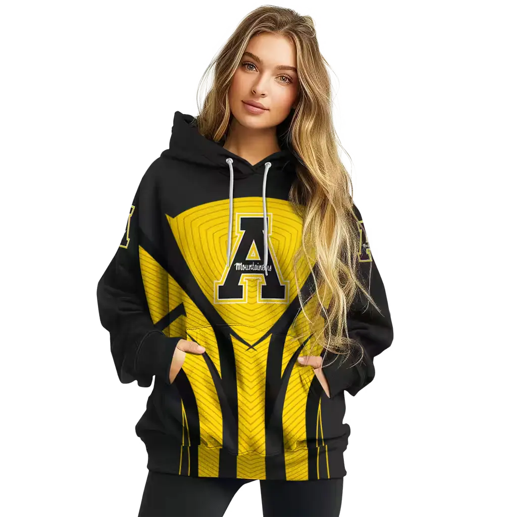 appalachian state mountaineers concentric lines black hoodie high quality appalachian state mountaineers concentric lines black hoodie high quality