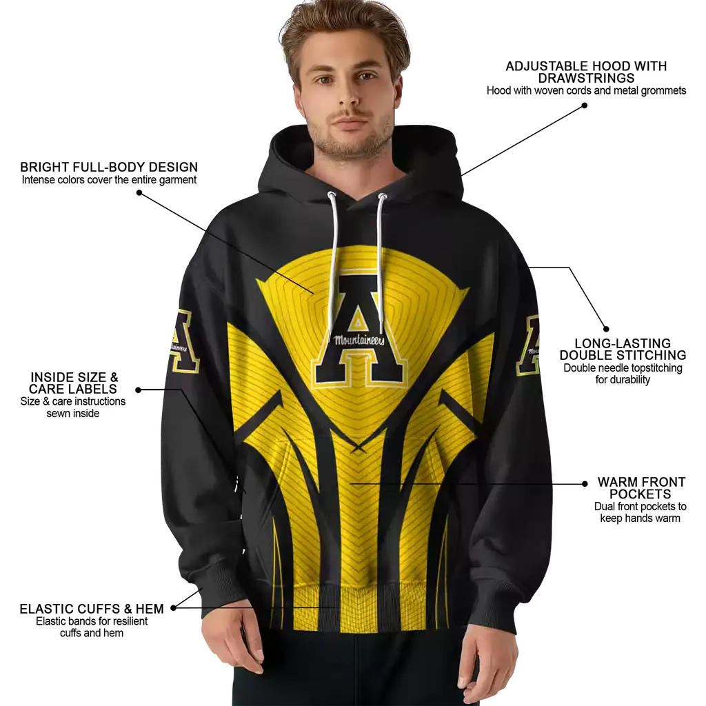 appalachian state mountaineers concentric lines black hoodie latest model appalachian state mountaineers concentric lines black hoodie latest model