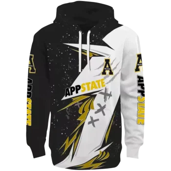 appalachian state mountaineers dynamic slash black white hoodie best selling