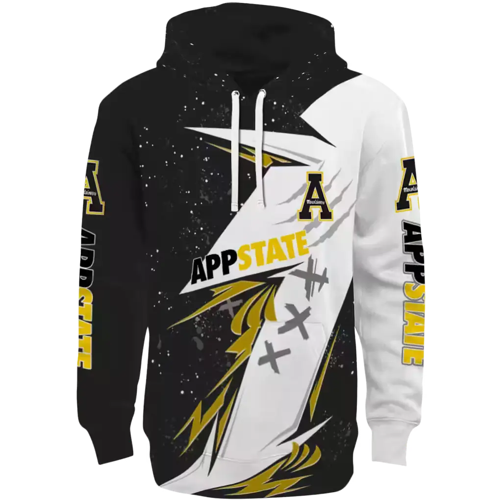 appalachian state mountaineers dynamic slash black white hoodie best selling appalachian state mountaineers dynamic slash black white hoodie best selling