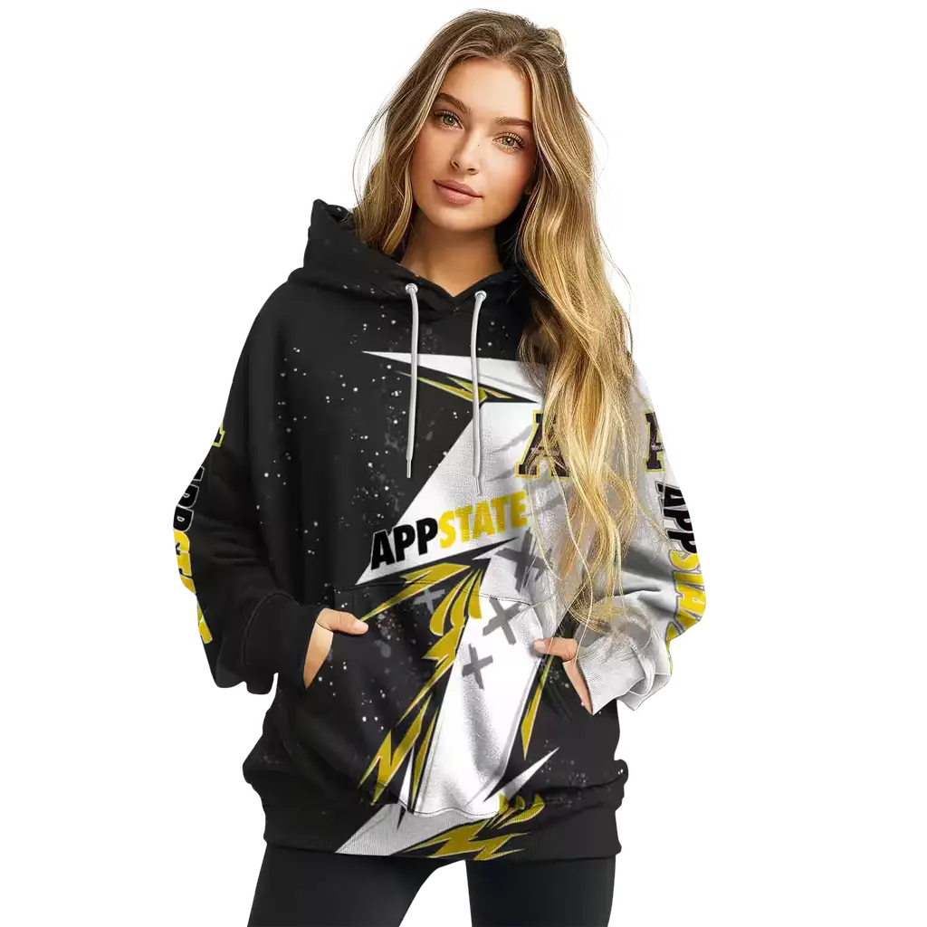 appalachian state mountaineers dynamic slash black white hoodie high quality appalachian state mountaineers dynamic slash black white hoodie high quality
