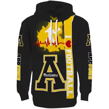 appalachian state mountaineers football heartbeat black hoodie best selling