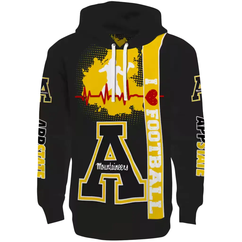 appalachian state mountaineers football heartbeat black hoodie best selling appalachian state mountaineers football heartbeat black hoodie best selling