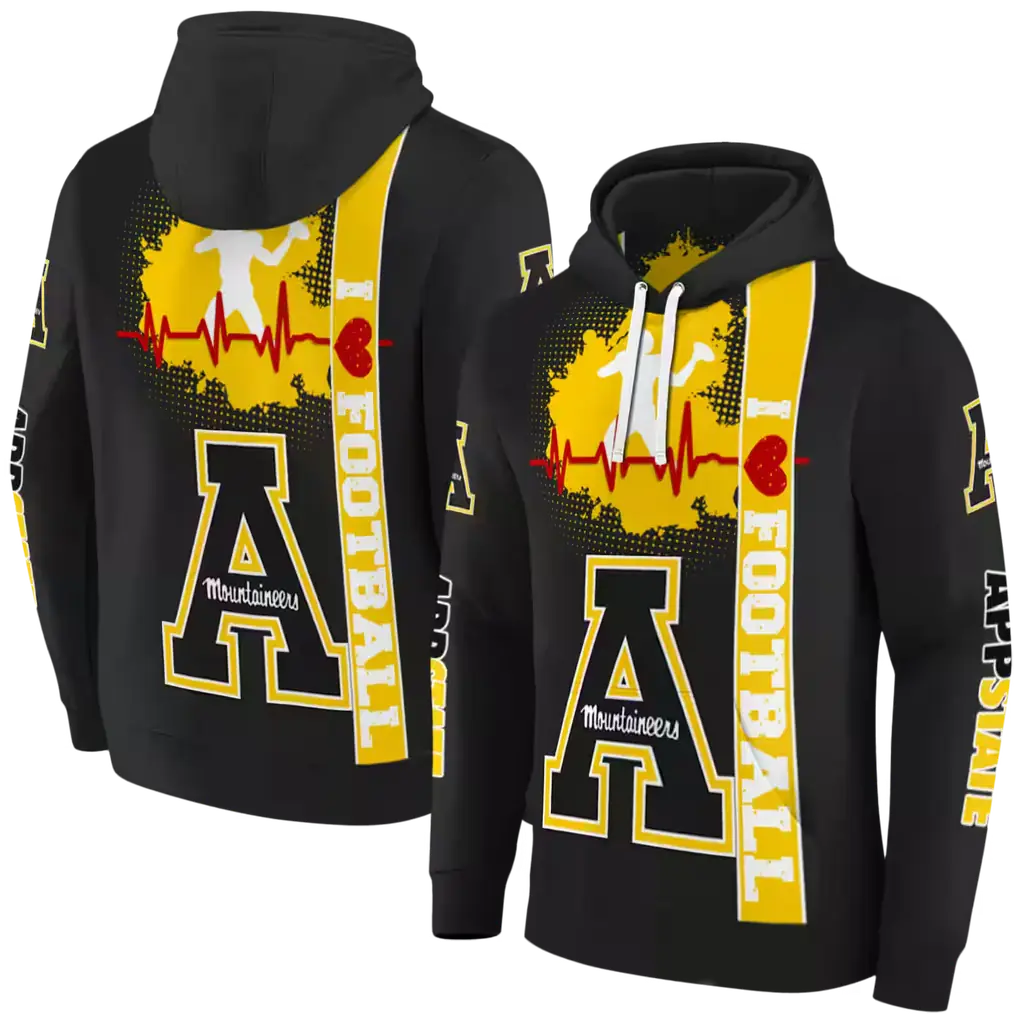 appalachian state mountaineers football heartbeat black hoodie fashion forward appalachian state mountaineers football heartbeat black hoodie fashion forward