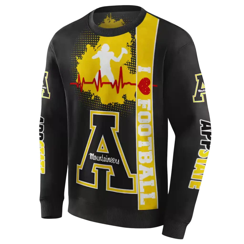 appalachian state mountaineers football heartbeat black hoodie new arrival appalachian state mountaineers football heartbeat black hoodie new arrival
