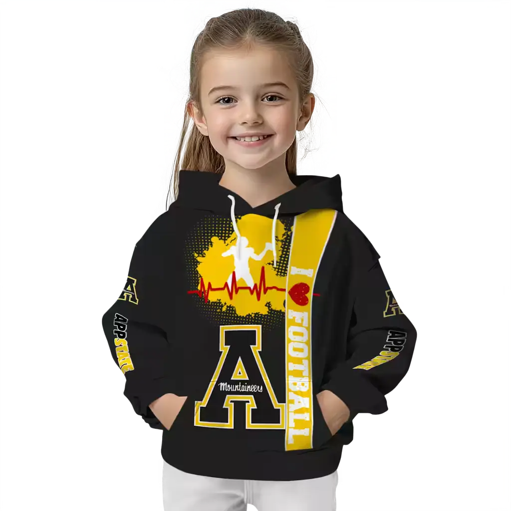 appalachian state mountaineers football heartbeat black hoodie top rated appalachian state mountaineers football heartbeat black hoodie top rated