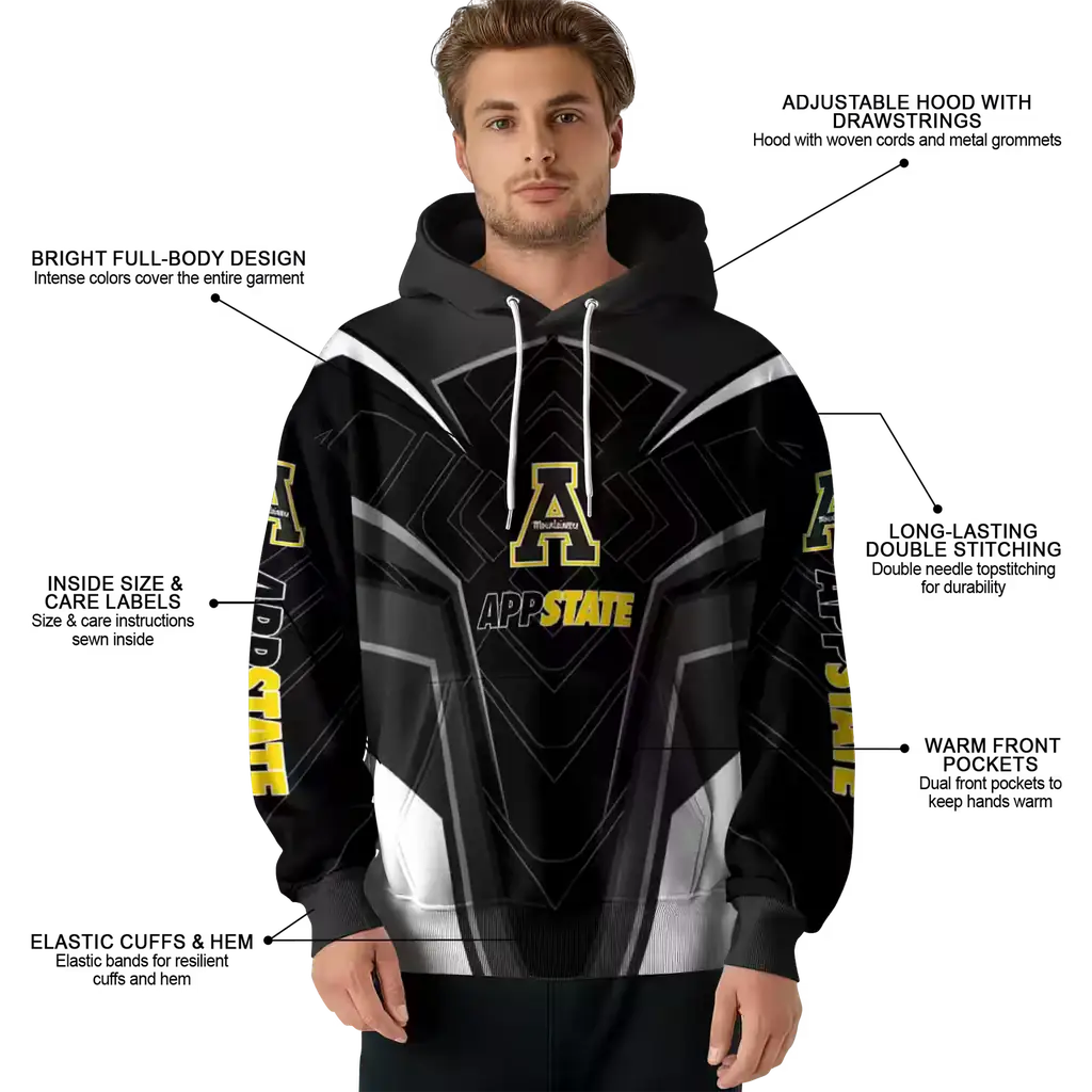 appalachian state mountaineers futuristic pattern black hoodie latest model appalachian state mountaineers futuristic pattern black hoodie latest model