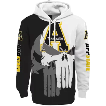 appalachian state mountaineers graphic punisher black white hoodie best selling