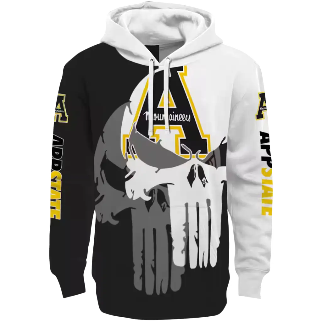 appalachian state mountaineers graphic punisher black white hoodie best selling appalachian state mountaineers graphic punisher black white hoodie best selling