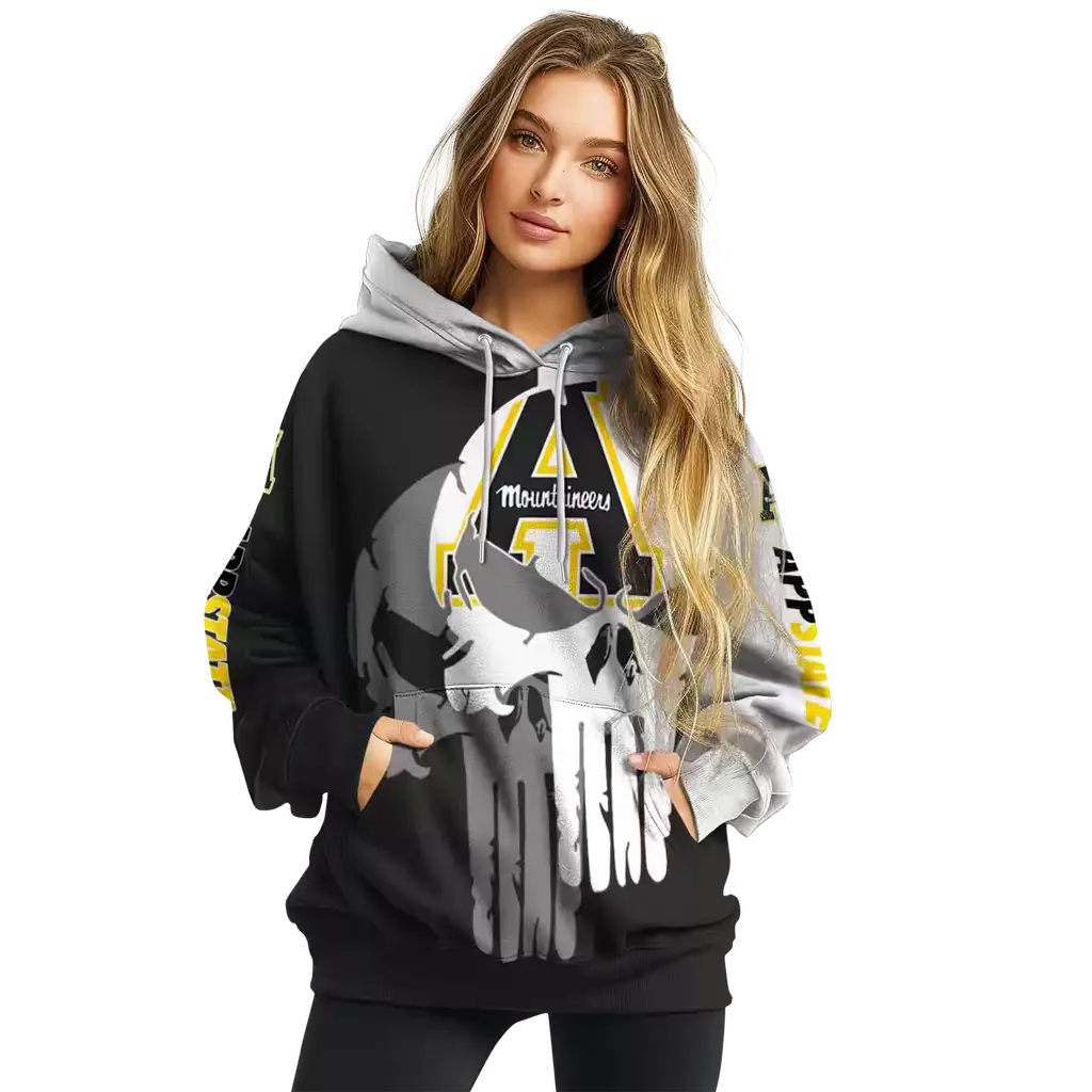 appalachian state mountaineers graphic punisher black white hoodie high quality appalachian state mountaineers graphic punisher black white hoodie high quality