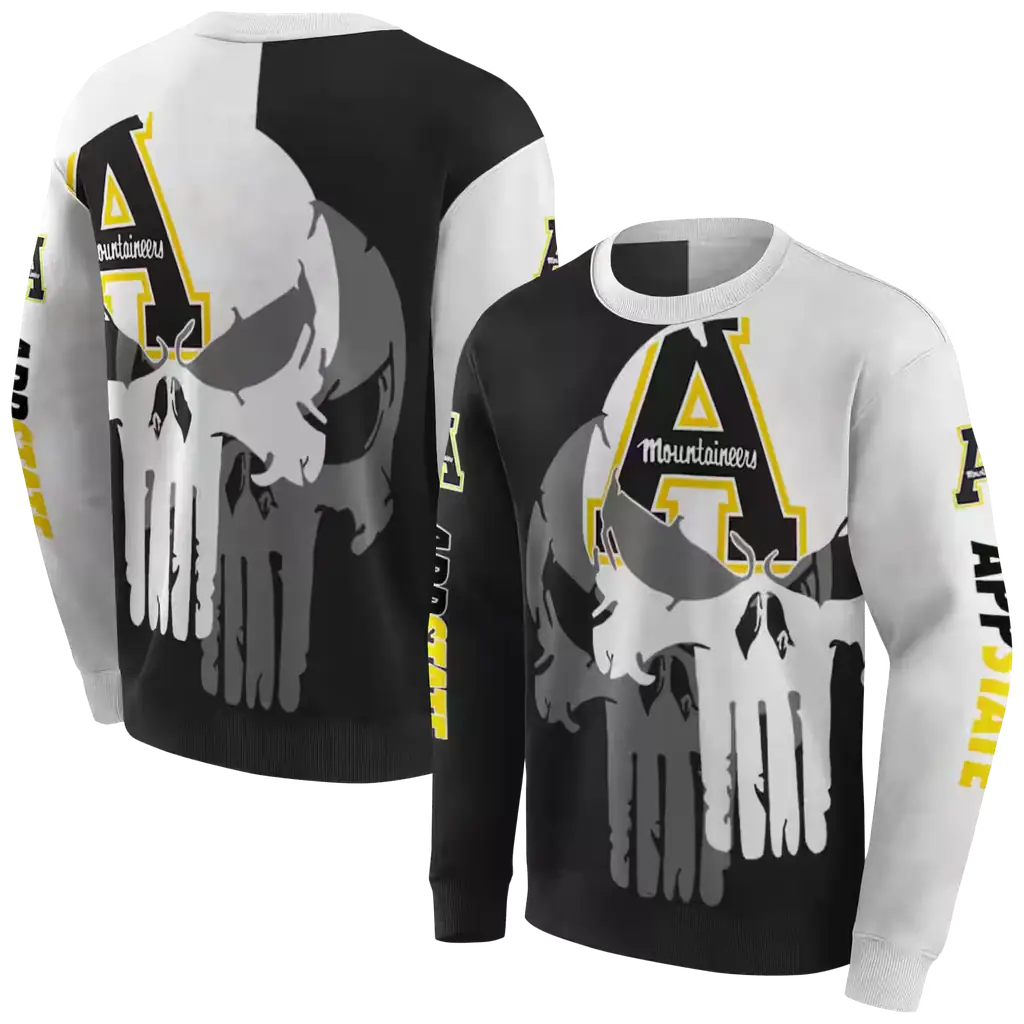 appalachian state mountaineers graphic punisher black white hoodie premium grade appalachian state mountaineers graphic punisher black white hoodie premium grade