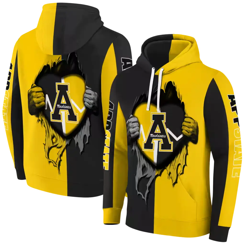 appalachian state mountaineers heartbeat graphic black hoodie fashion forward appalachian state mountaineers heartbeat graphic black hoodie fashion forward