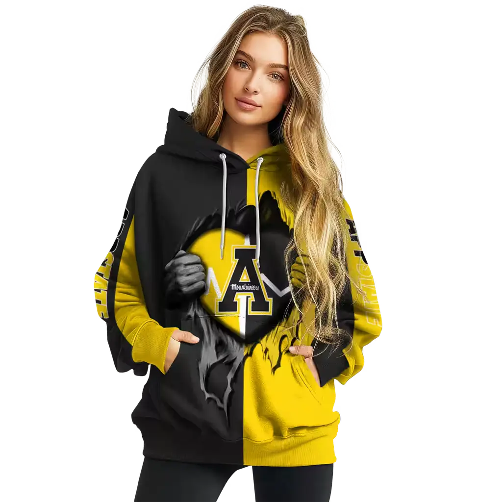 appalachian state mountaineers heartbeat graphic black hoodie high quality appalachian state mountaineers heartbeat graphic black hoodie high quality