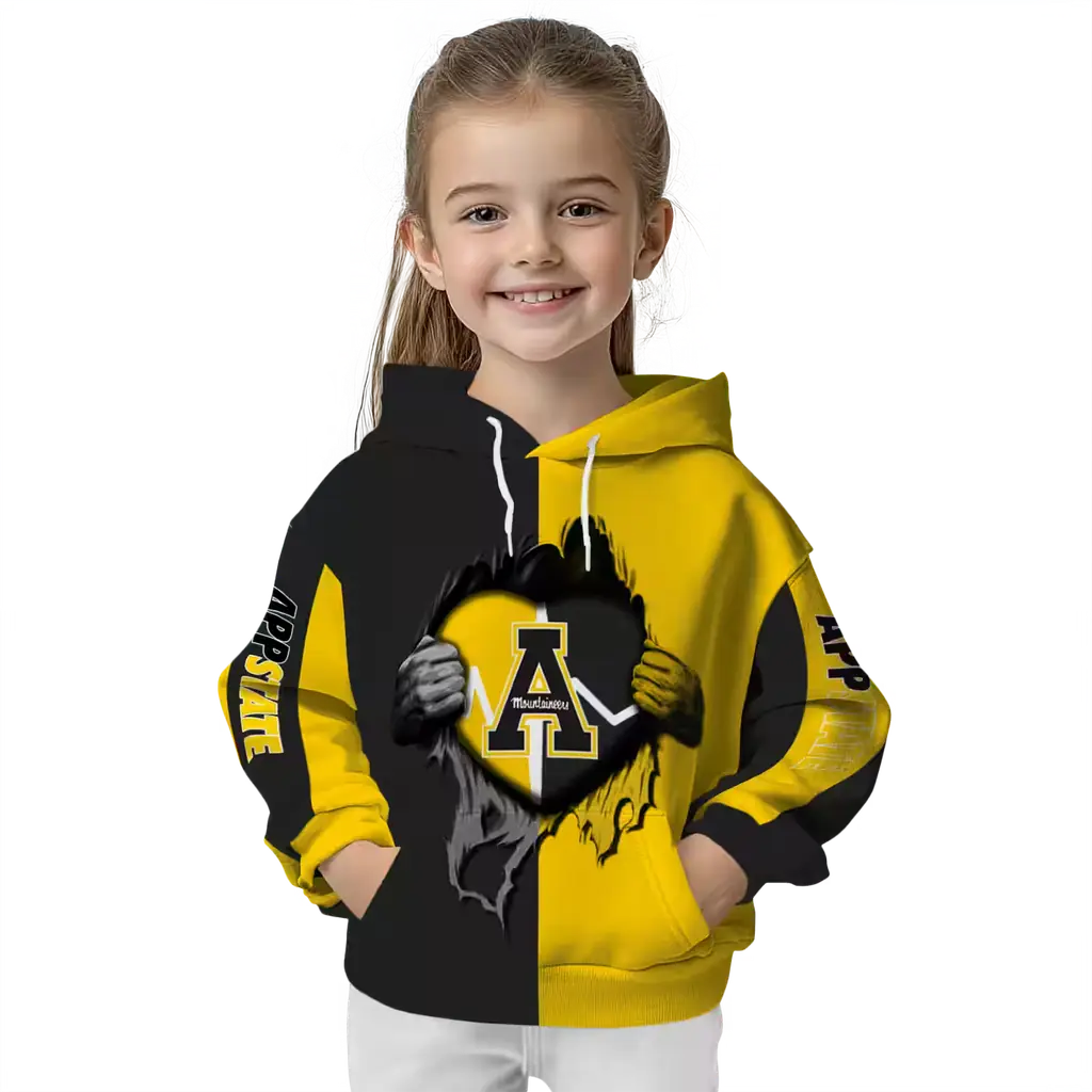 appalachian state mountaineers heartbeat graphic black hoodie top rated appalachian state mountaineers heartbeat graphic black hoodie top rated