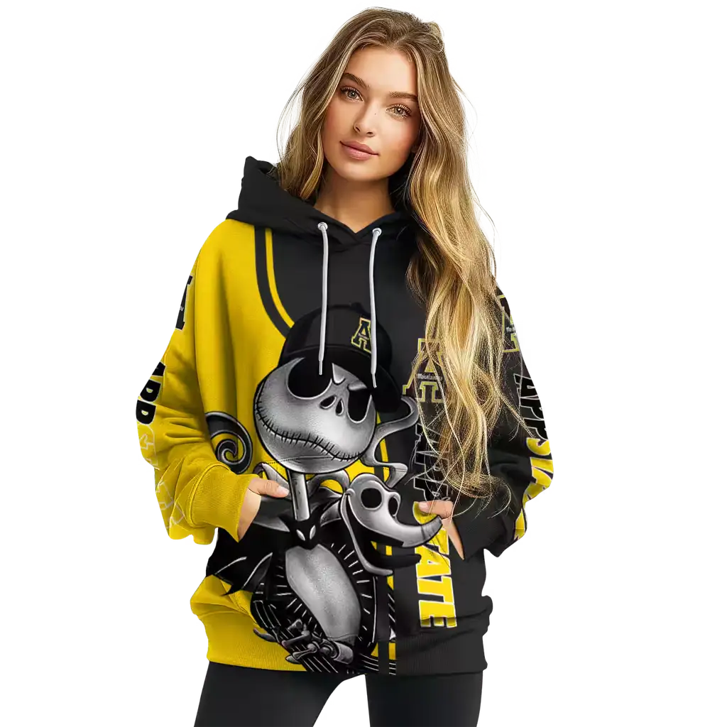 appalachian state mountaineers jack skellington black hoodie high quality appalachian state mountaineers jack skellington black hoodie high quality