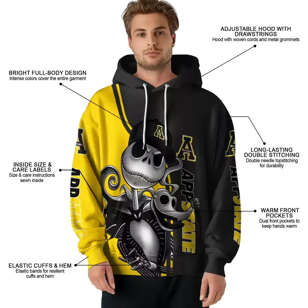 appalachian state mountaineers jack skellington black hoodie latest model appalachian state mountaineers jack skellington black hoodie latest model