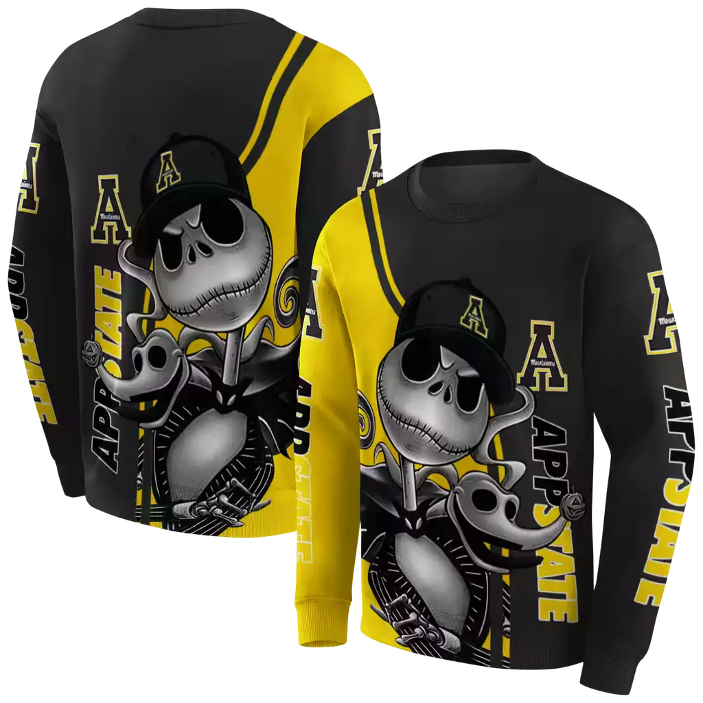 appalachian state mountaineers jack skellington black hoodie premium grade appalachian state mountaineers jack skellington black hoodie premium grade