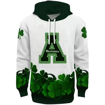 appalachian state mountaineers lucky motif white green hoodie best selling