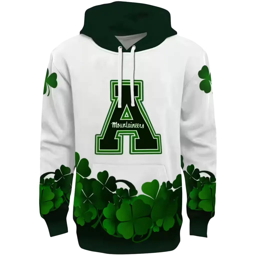 appalachian state mountaineers lucky motif white green hoodie best selling appalachian state mountaineers lucky motif white green hoodie best selling